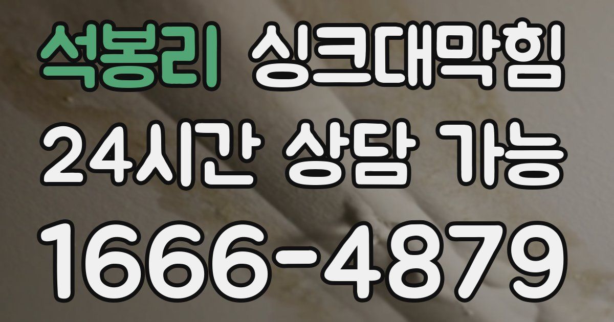 석봉리 싱크대 뚫기