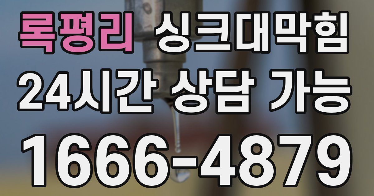 록평리 싱크대 뚫기