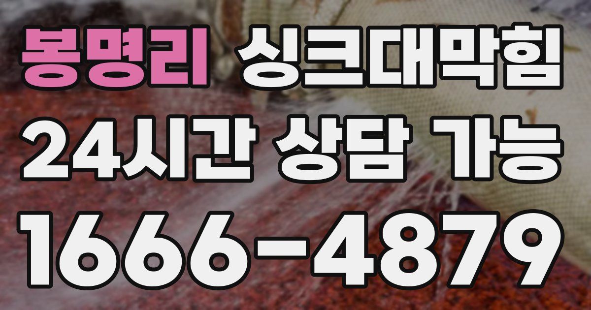 봉명리 싱크대 뚫기