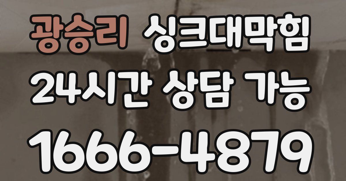 광승리 싱크대 뚫기