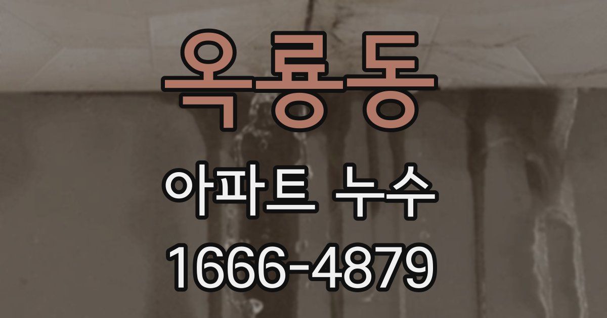 옥룡동 아파트 누수