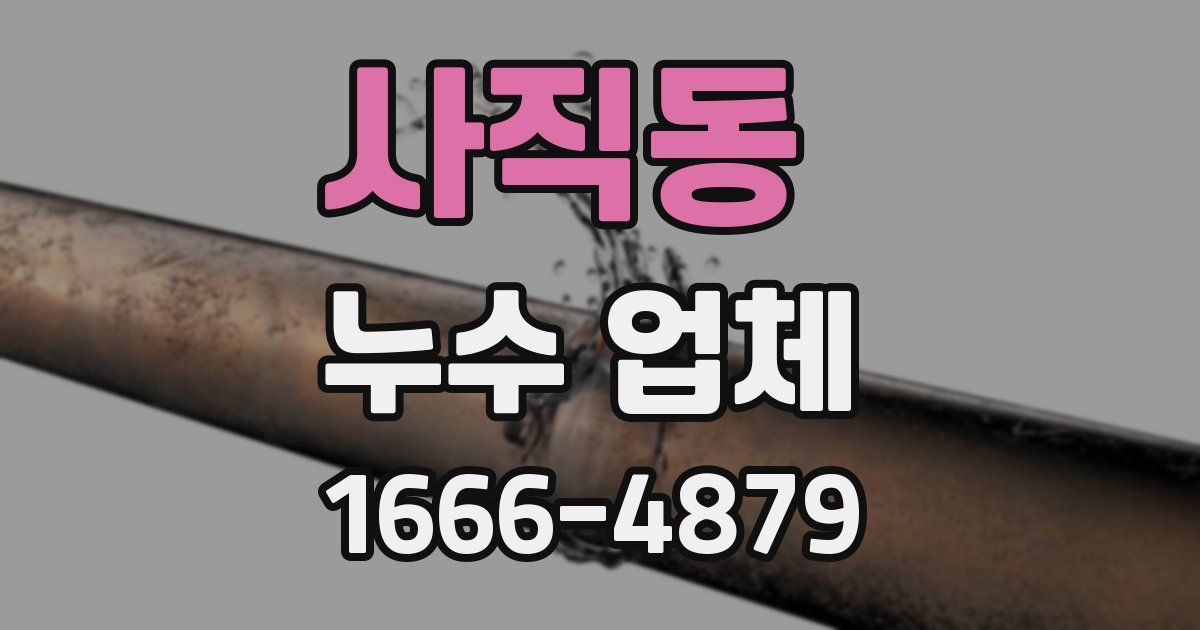 사직동 누수 업체