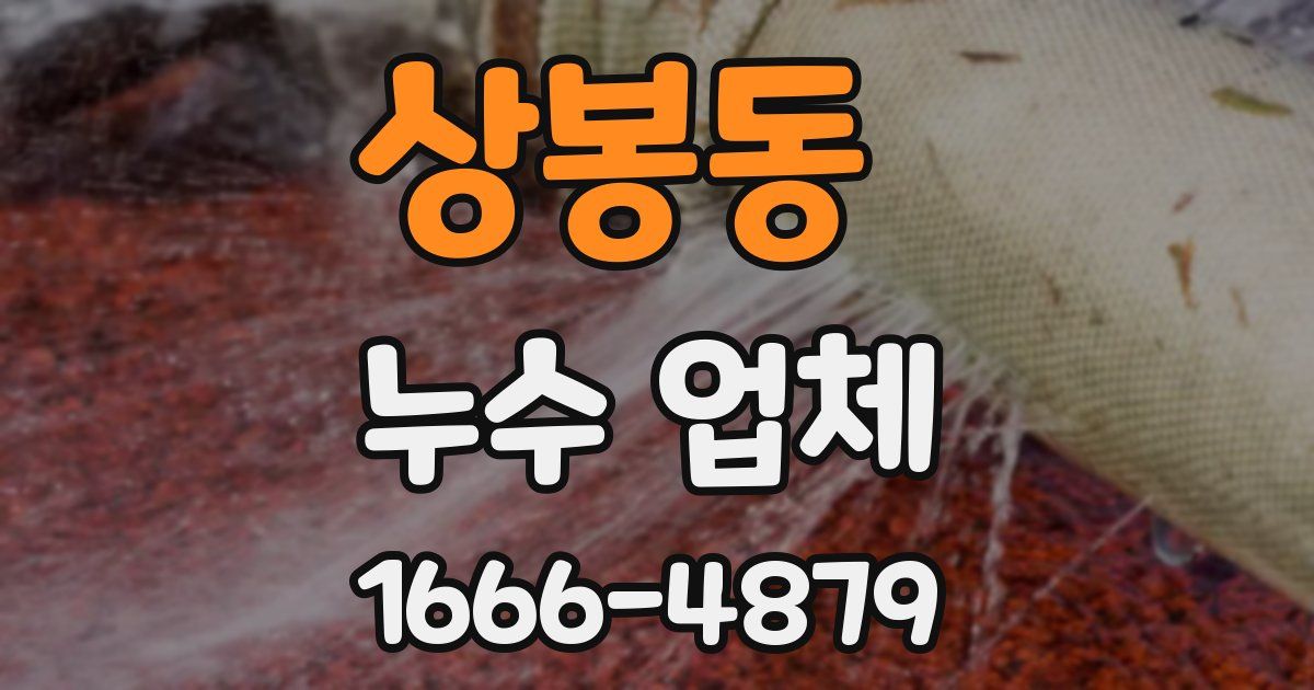 상봉동 누수 업체