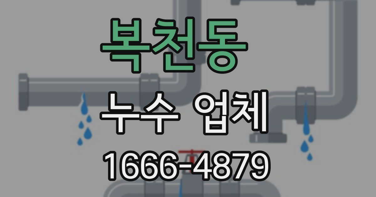 복천동 누수 업체