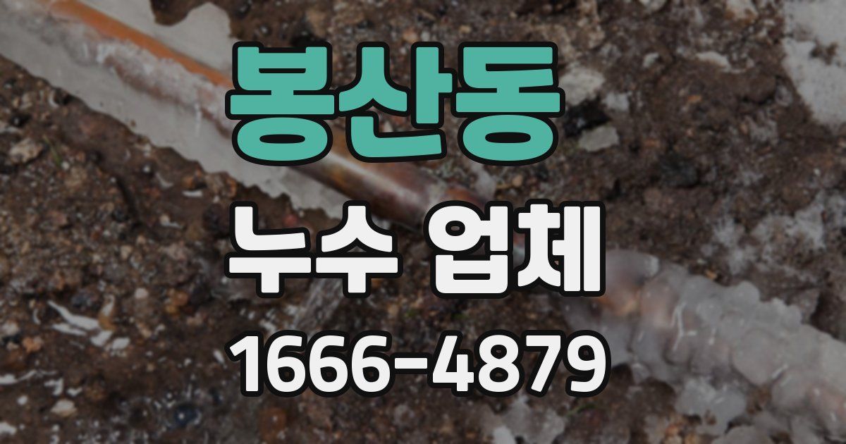 봉산동 누수 업체