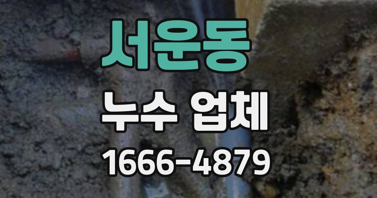 서운동 누수 업체