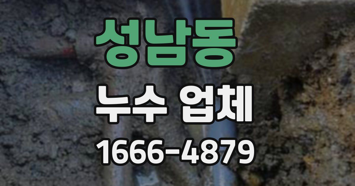 성남동 누수 업체