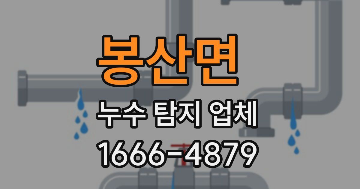 봉산면 누수 탐지 업체