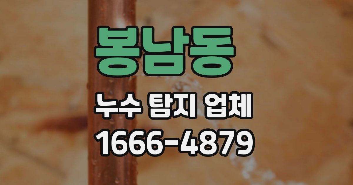 봉남동 누수 탐지 업체