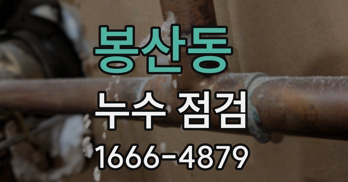 봉산동 누수 점검