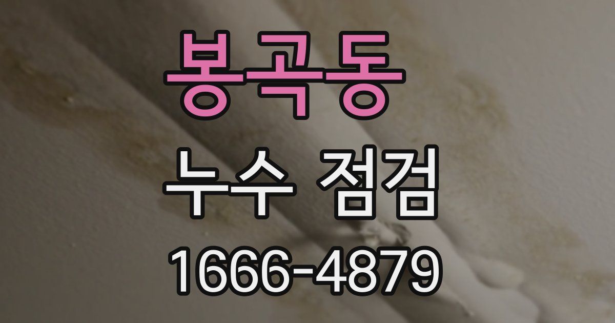 봉곡동 누수 점검