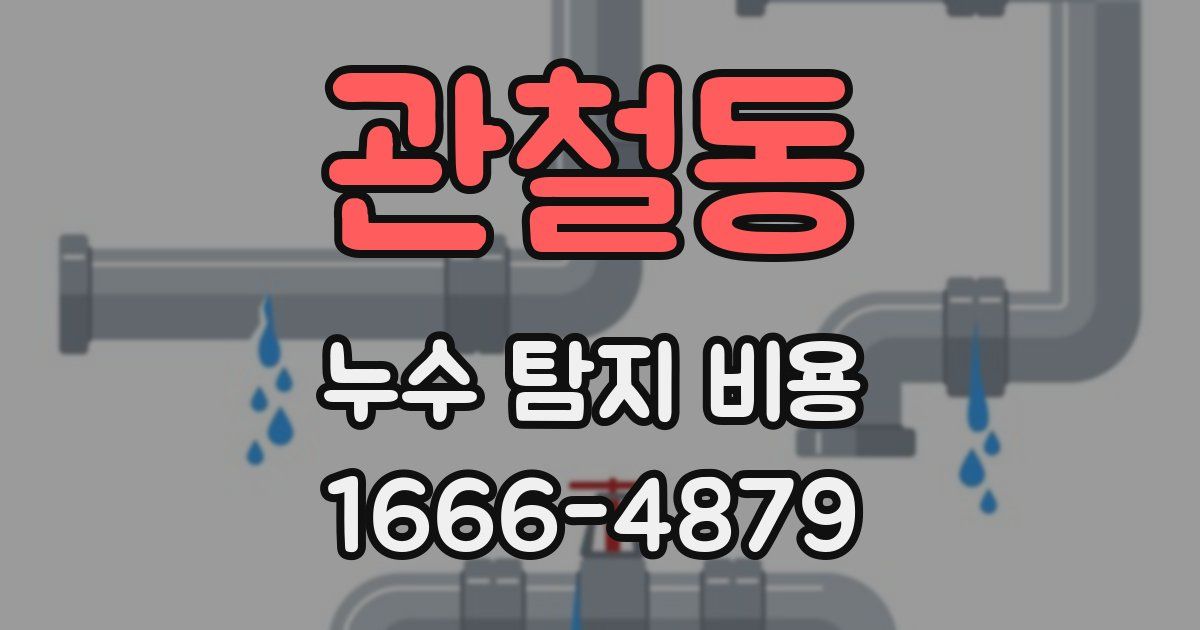 관철동 누수 탐지 비용