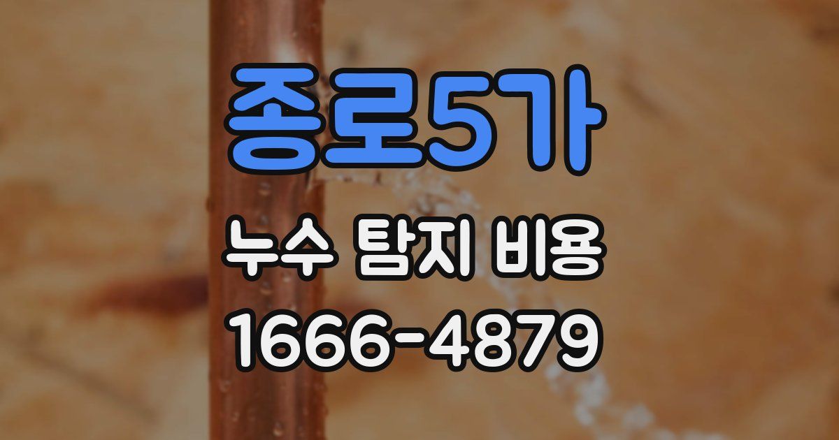 종로5가 누수 탐지 비용