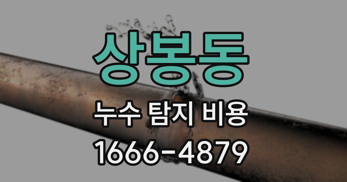 상봉동 누수 탐지 비용