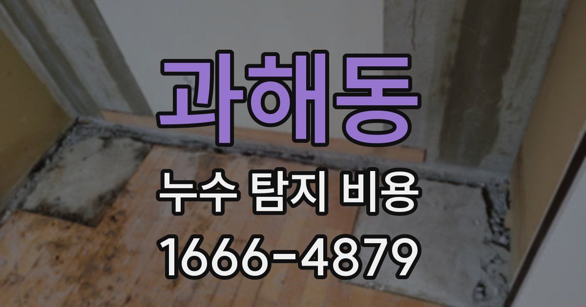 과해동 누수 탐지 비용