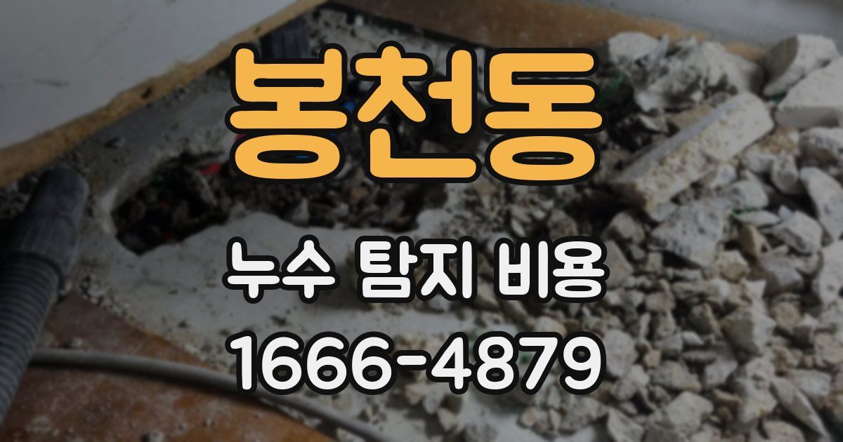 봉천동 누수 탐지 비용