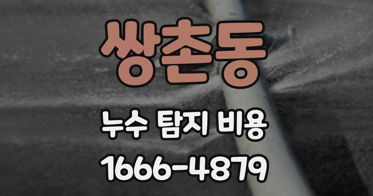 쌍촌동 누수 탐지 비용