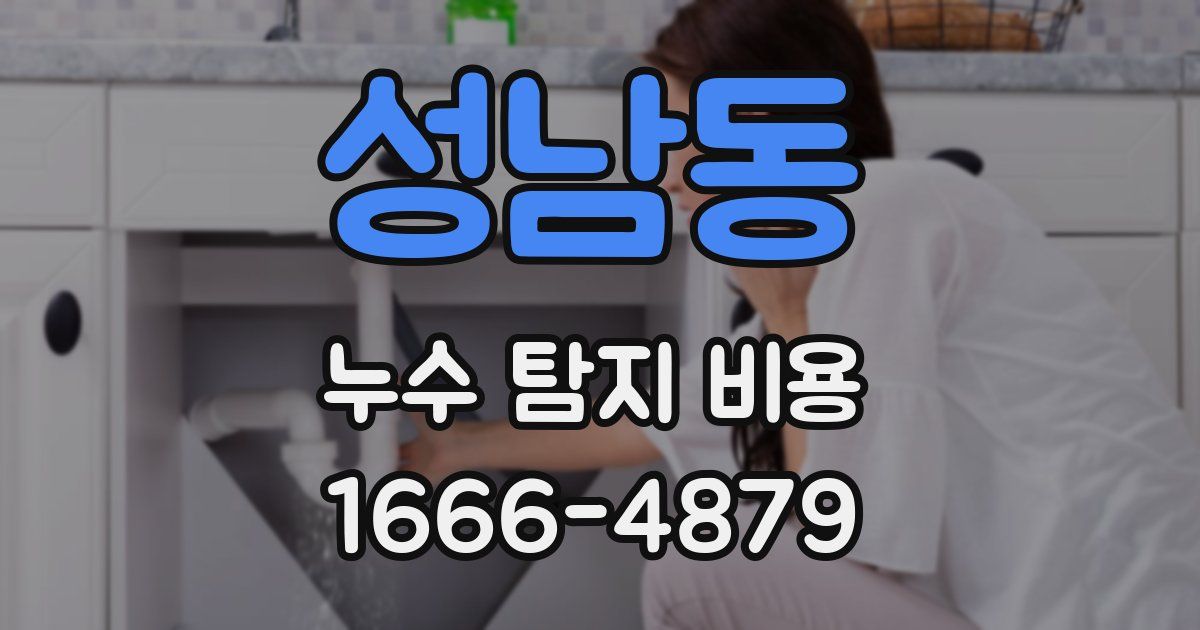 성남동 누수 탐지 비용