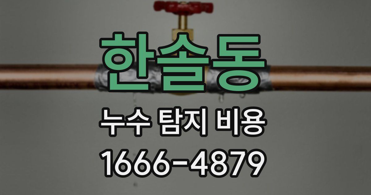 한솔동 누수 탐지 비용