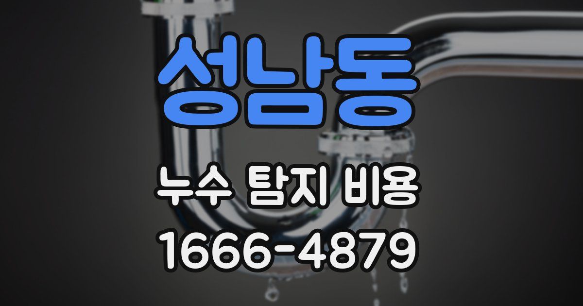 성남동 누수 탐지 비용