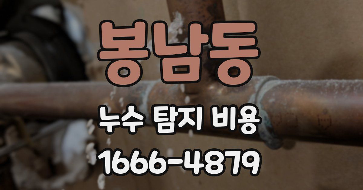 봉남동 누수 탐지 비용