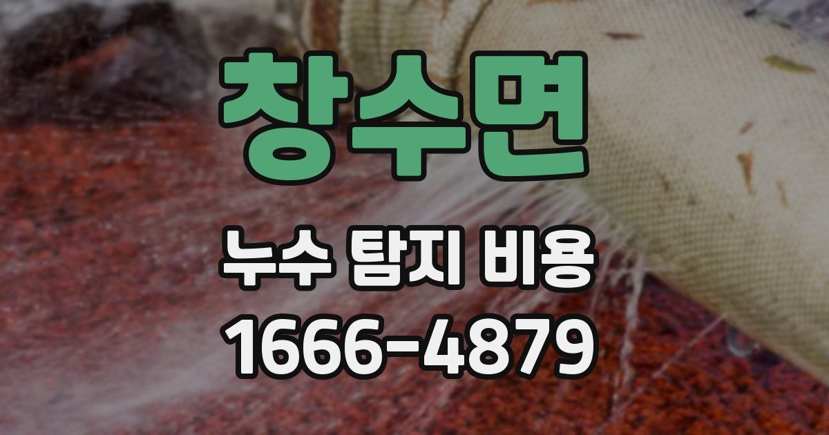 창수면 누수 탐지 비용