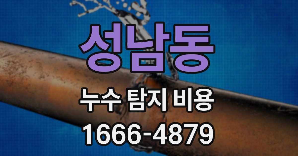 성남동 누수 탐지 비용