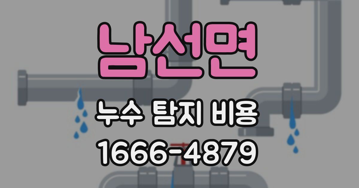 남선면 누수 탐지 비용