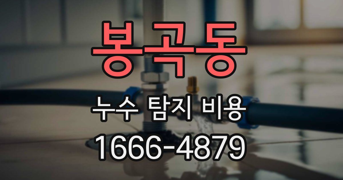 봉곡동 누수 탐지 비용