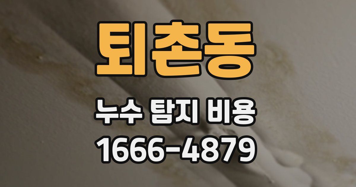 퇴촌동 누수 탐지 비용