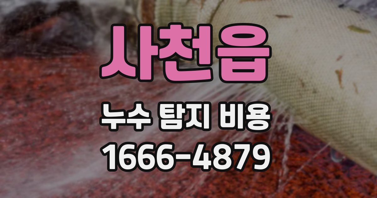 사천읍 누수 탐지 비용