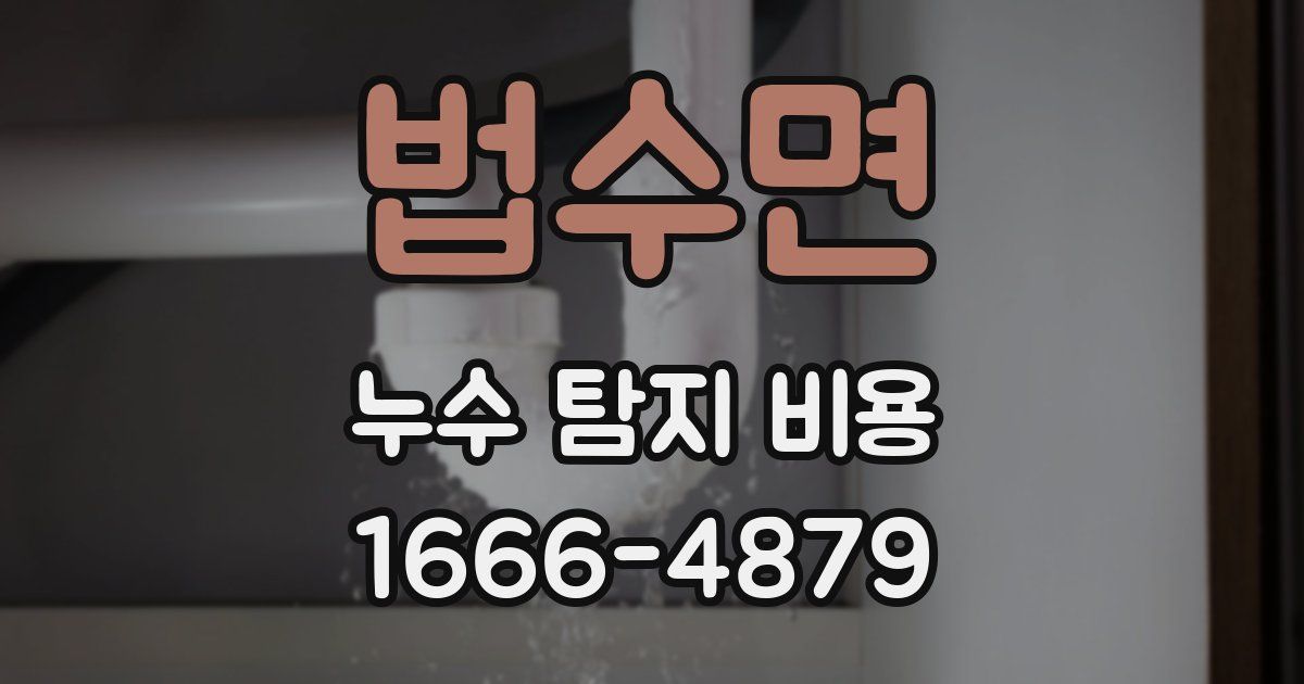 법수면 누수 탐지 비용