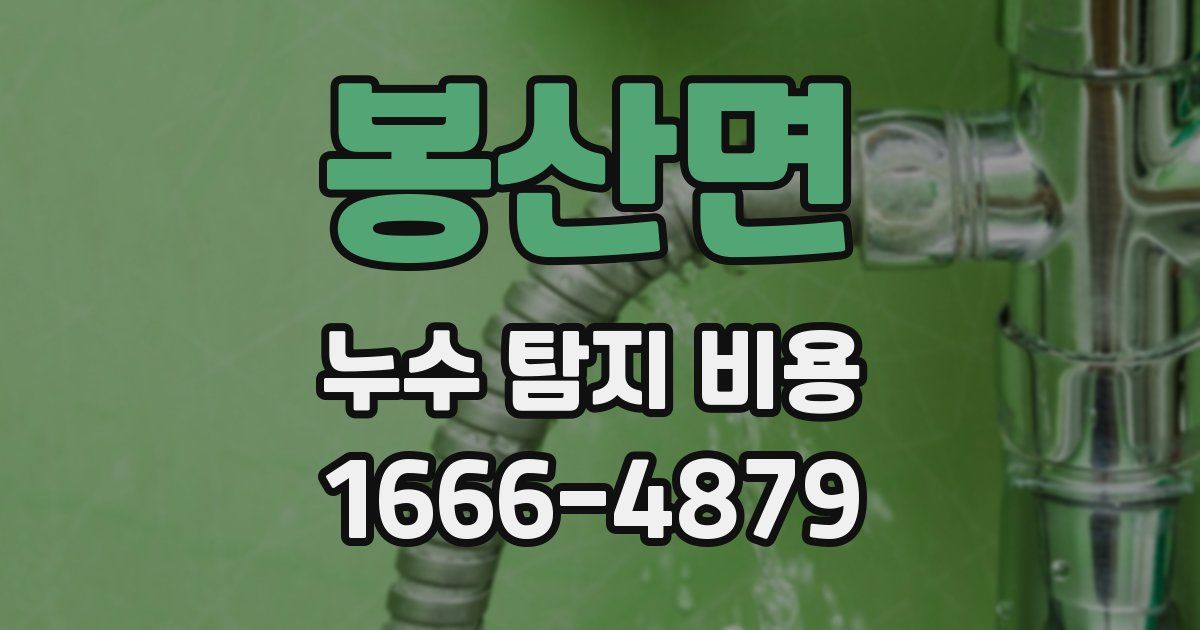 봉산면 누수 탐지 비용