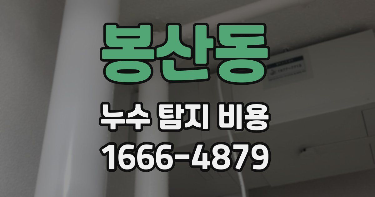 봉산동 누수 탐지 비용