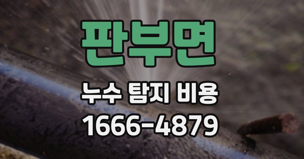 판부면 누수 탐지 비용
