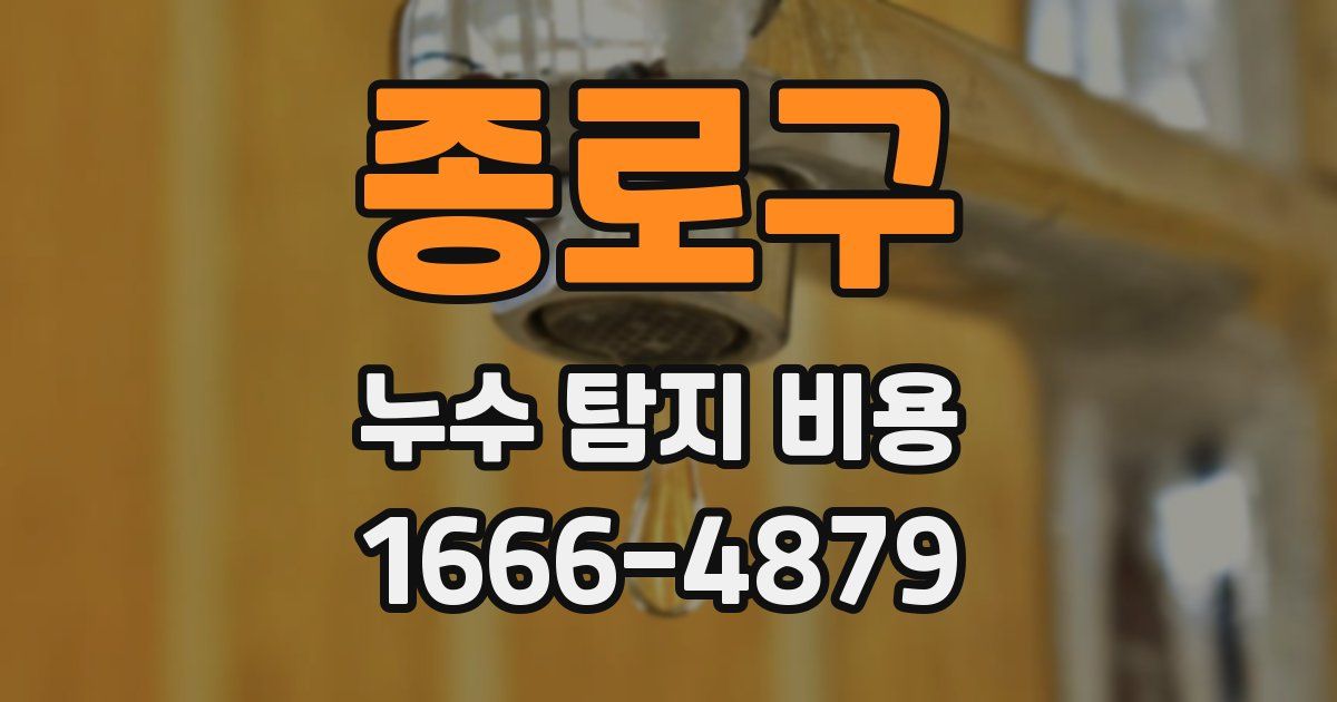종로구 누수 탐지 비용