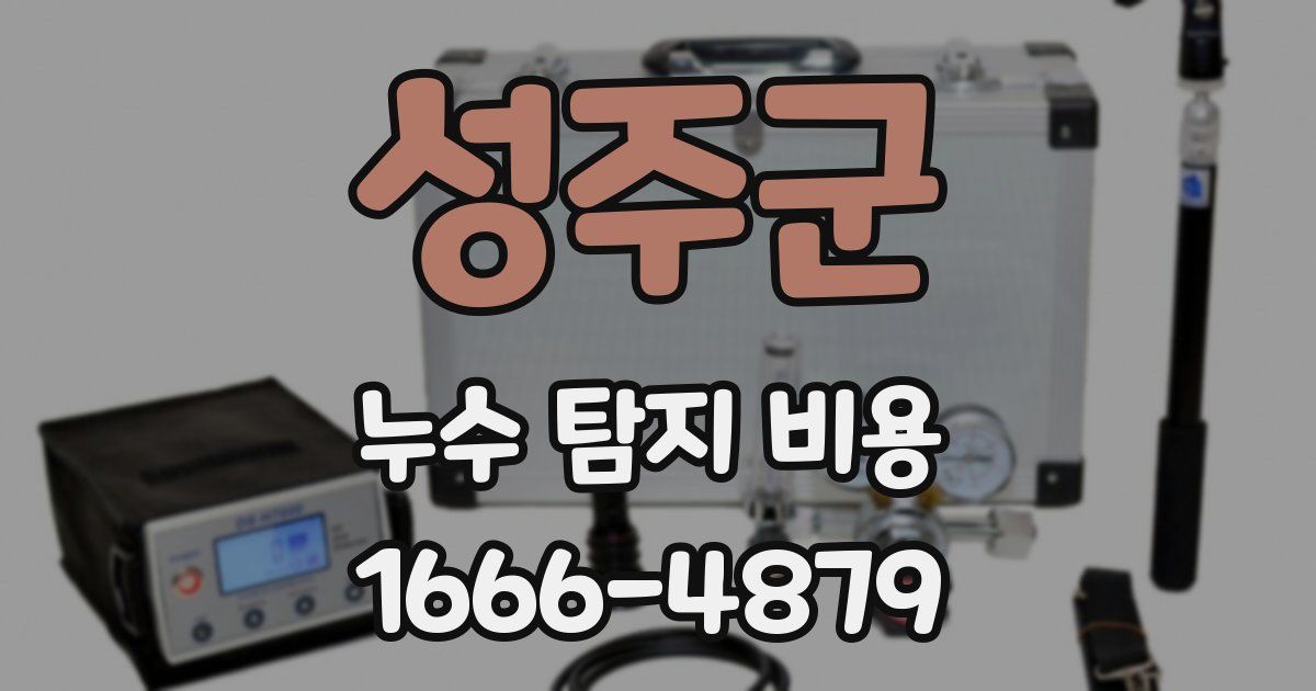 성주군 누수 탐지 비용