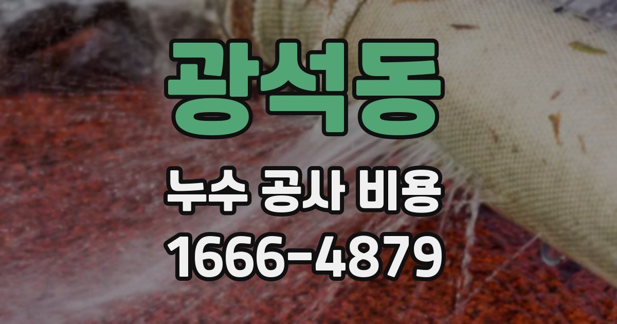 광석동 누수 공사 비용
