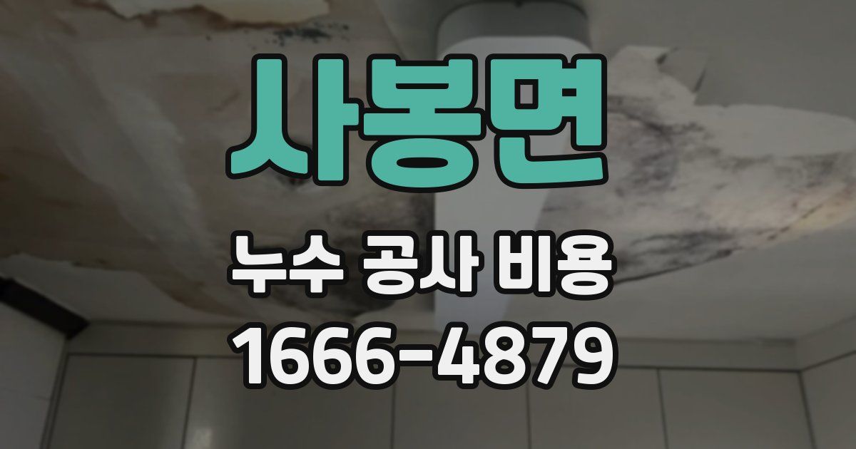 사봉면 누수 공사 비용