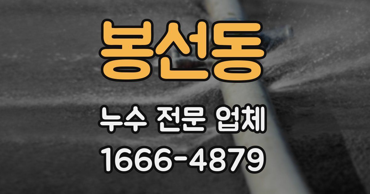 봉선동 누수 전문 업체