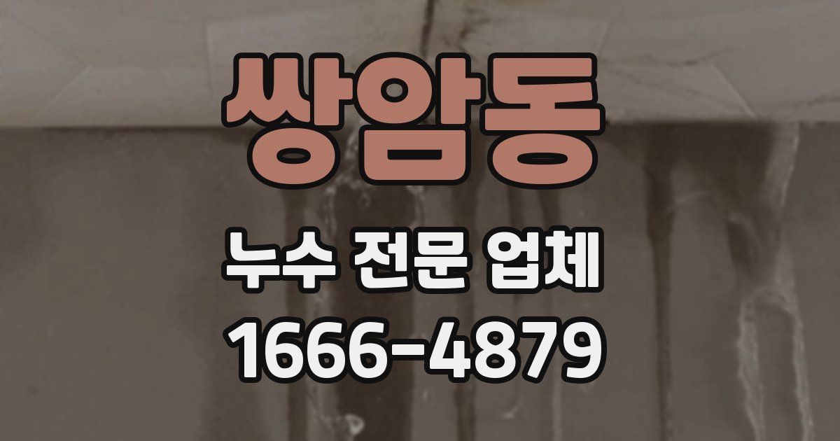 쌍암동 누수 전문 업체