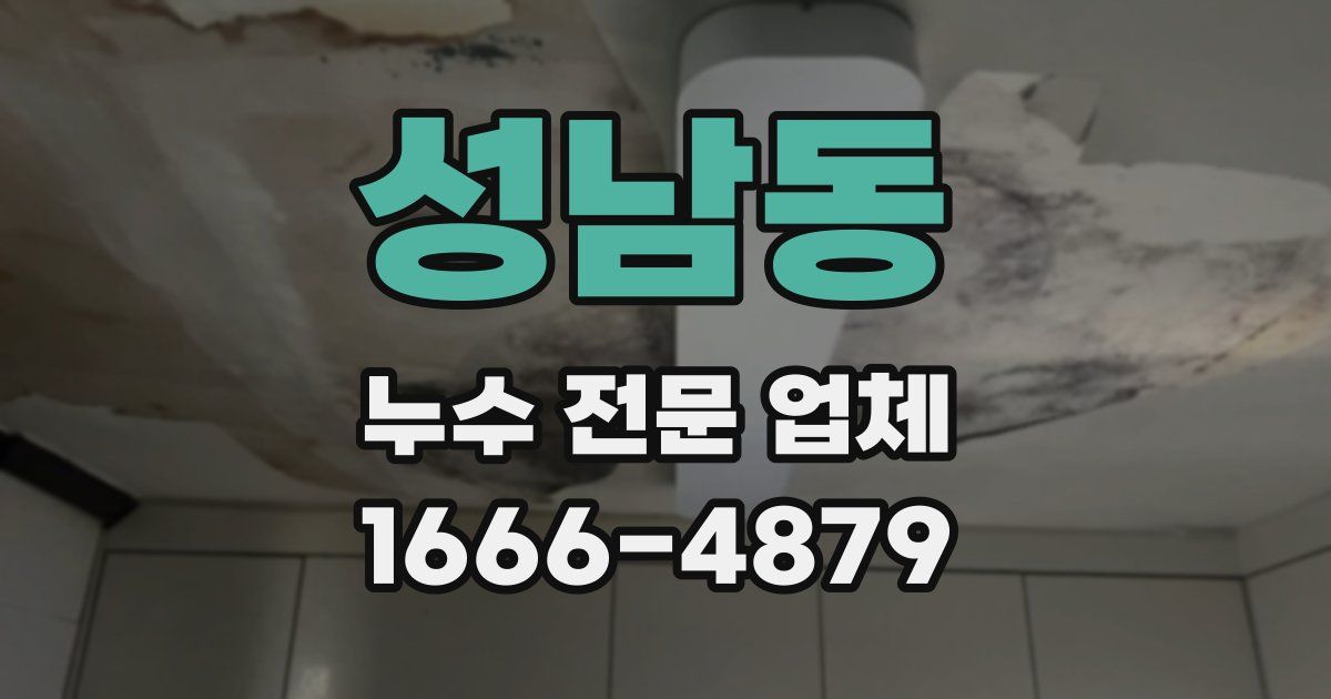 성남동 누수 전문 업체