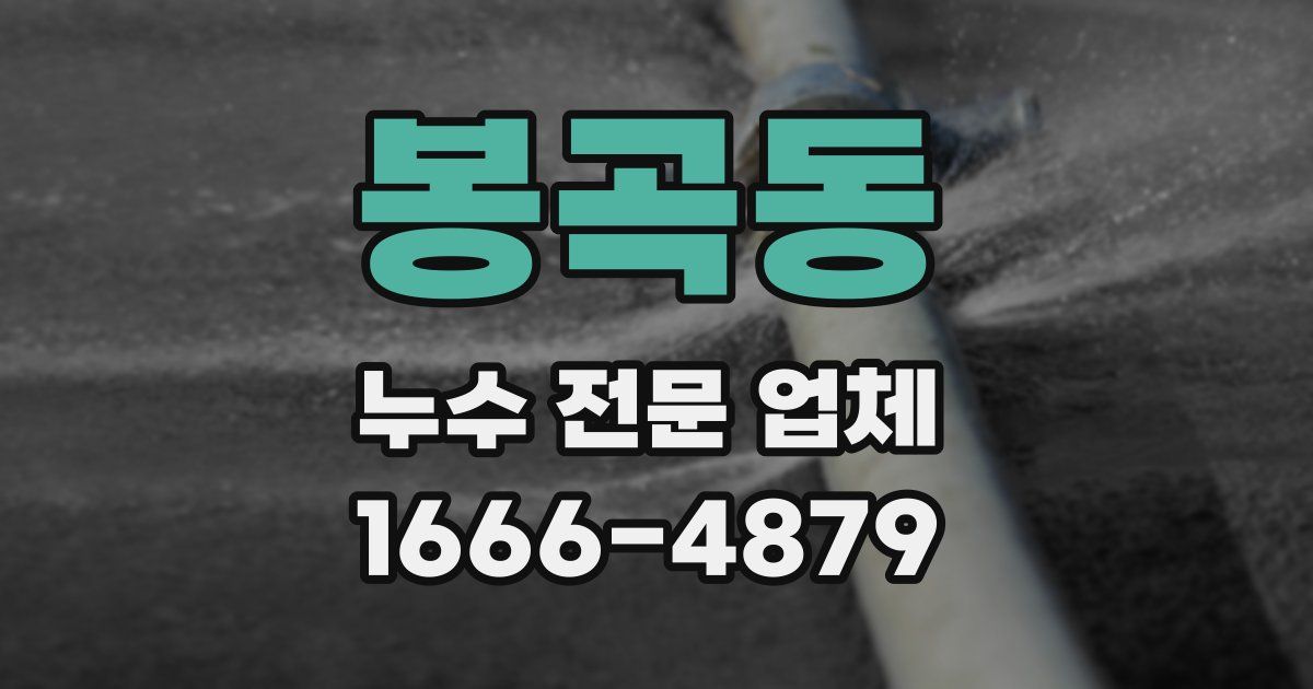 봉곡동 누수 전문 업체