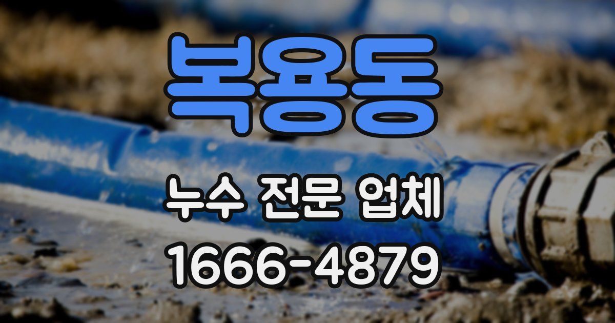 복용동 누수 전문 업체