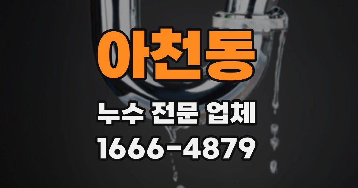 아천동 누수 전문 업체