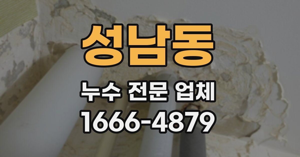 성남동 누수 전문 업체