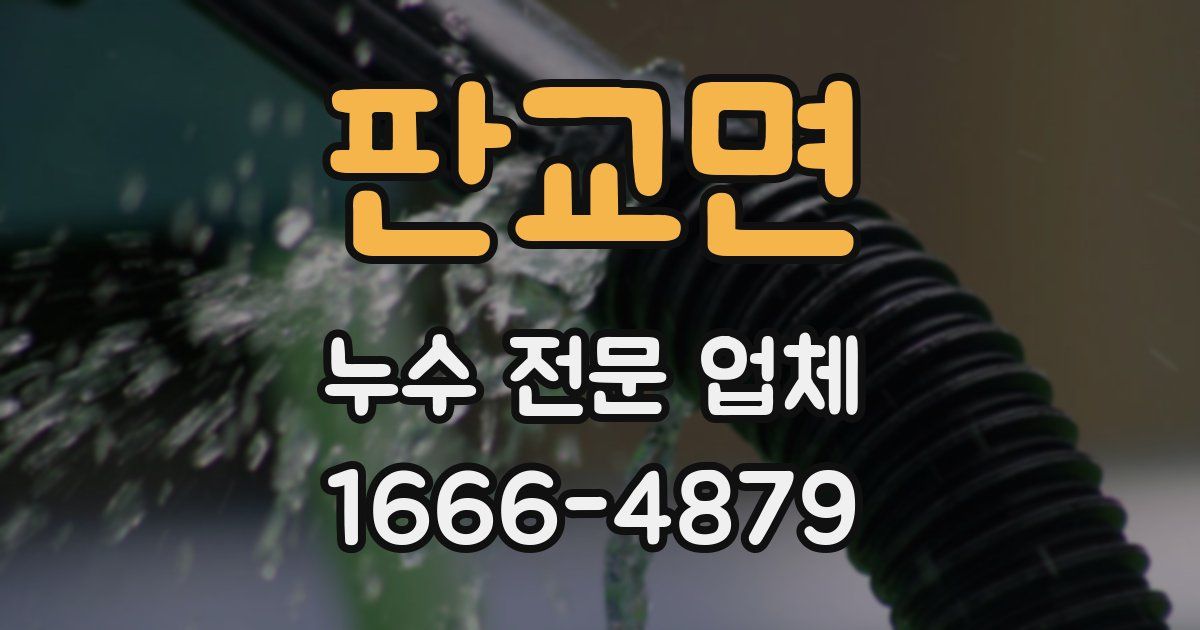 판교면 누수 전문 업체