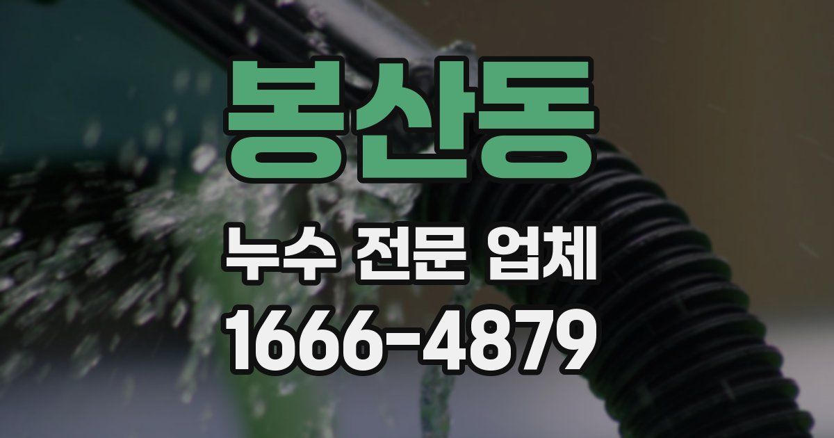 봉산동 누수 전문 업체