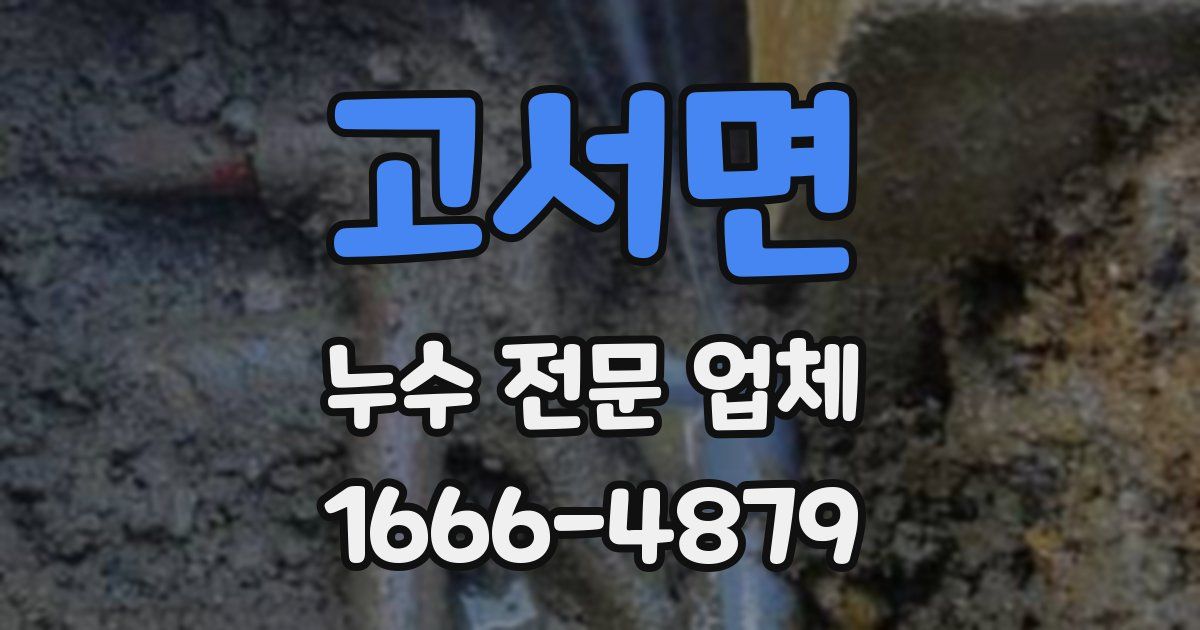 고서면 누수 전문 업체