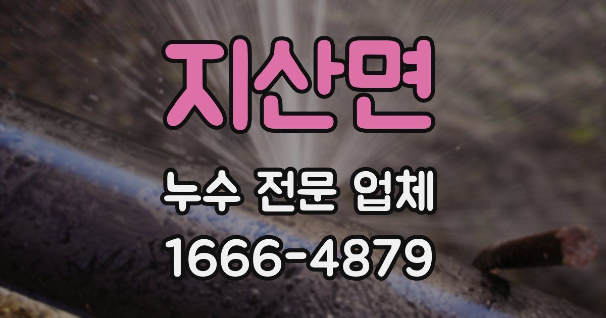 지산면 누수 전문 업체